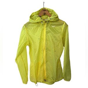 🔥Nike | Women’s lemon yellow translucent zip front running jacket black dots, S